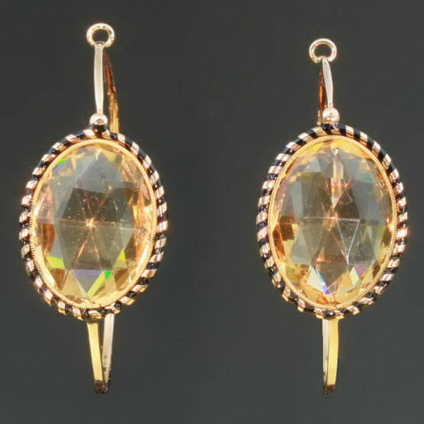French Empire Creole earrings enamel paste stones